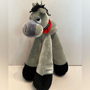 Charming Plush Long Legged Horse Stuffed Animal with Red Farnam Scarf